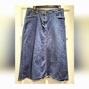 Women's Lands End Long Denim Jeans Skirt Size 8